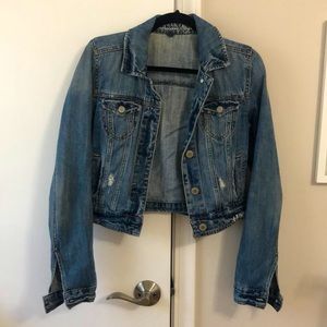 American Eagle cropped, distressed Jean Jacket